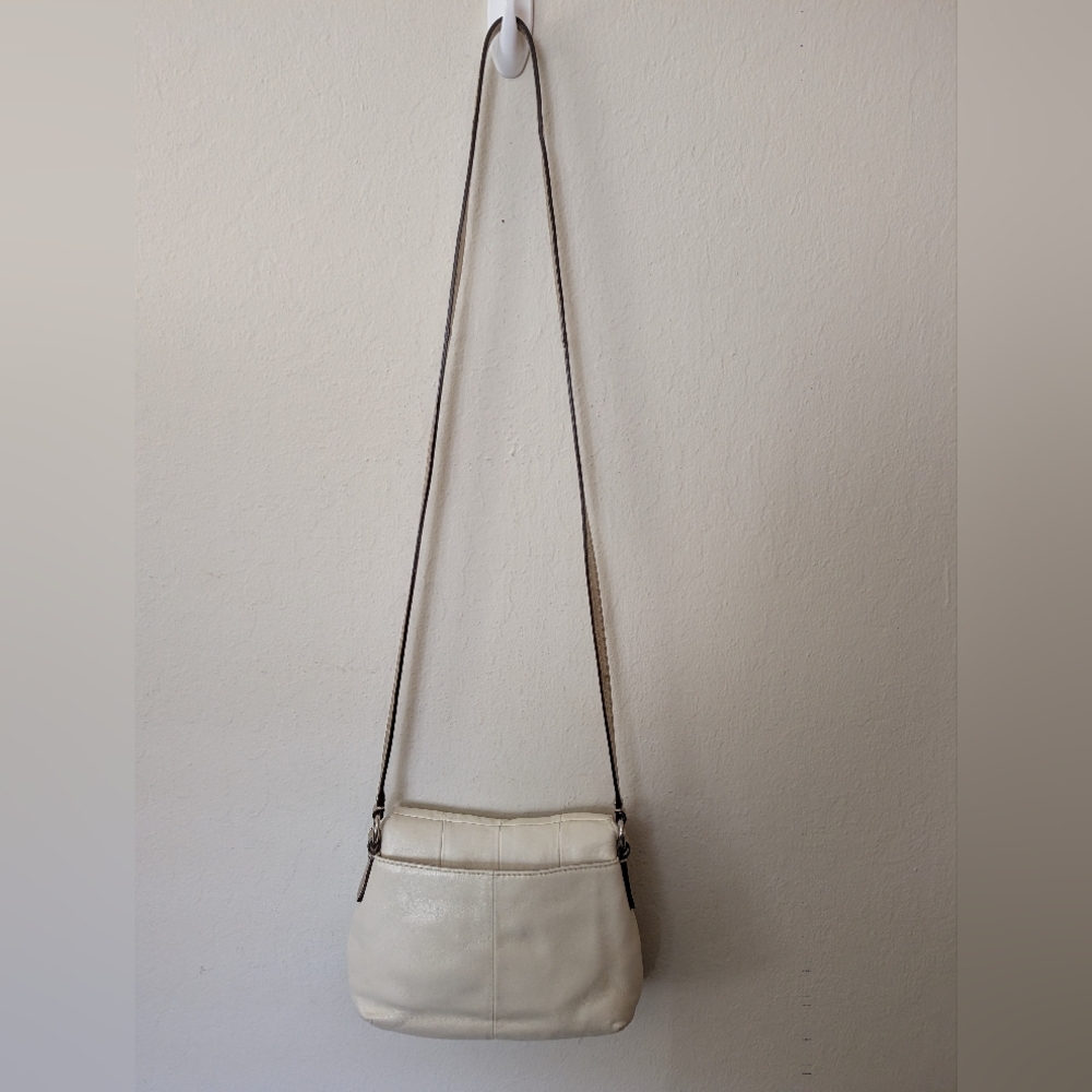 Coach Metallic Gold Leather Crossbody Bag Cream White - Picture 8 of 13